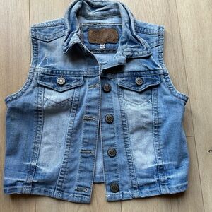 Cropped Blue Denim Vest